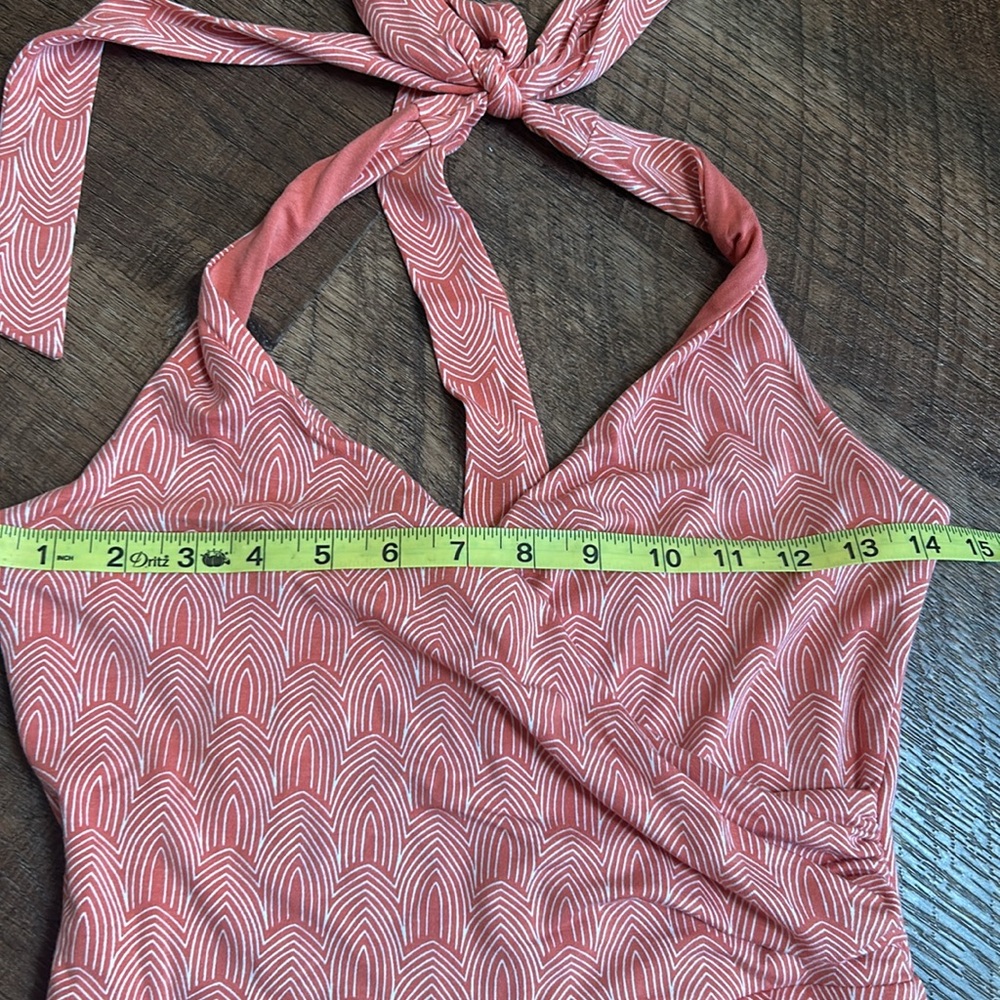Boden St. Lucia Halter Dress Coral & White size 4, like new! - Picture 5 of 10